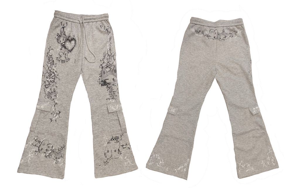 Grey handmade customized Grey Flared Pants by Kyto